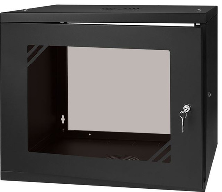 Szafa RACK 19'' 9U 450mm CZARNA Szklane drzwi