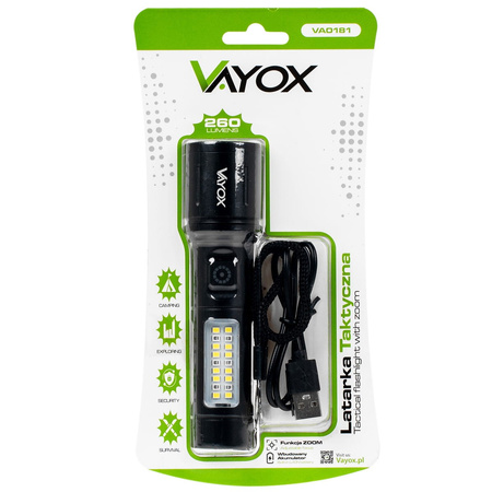 Latarka akumulatorowa taktyczna 260lm 5W LED SMD Vayox VA0181