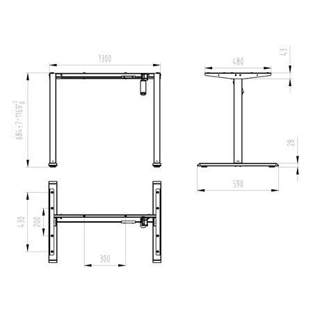 Elektrischer Schreibtischständer SPE-121B 130cm