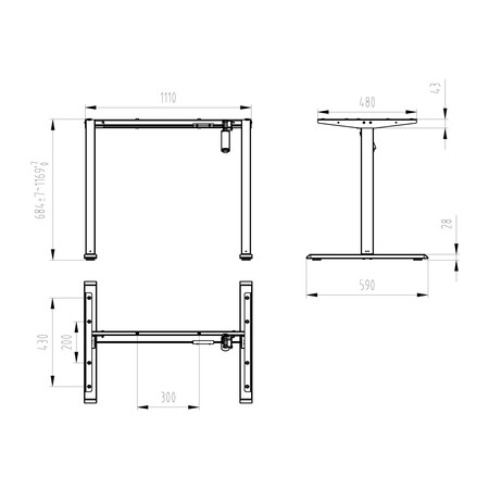 Elektrischer Schreibtischständer SPE-121B 110cm