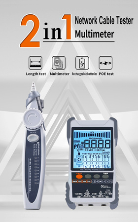 Wielofunkcyjny miernik tester kabli sieciowych LCD POE Multimetr Spacetronik SP-LT04