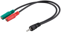 Adapter audio 2x gniazdo Jack 3,5mm (3-pin, stereo) na wtyk Jack 3,5mm (4-pin, stereo) do słuchawek komputerowych Goobay