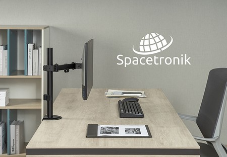 Spacetronik - Monitor-Halterung - Einzelne Bildschirm-Halterung - Monitorständer schwenkbar und drehbar - Diagonale von 17 bis 32 Zoll - Höhenverstellbare Monitorerhöhung - VESA 75/100