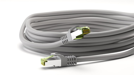 Kabel LAN Patchcord CAT 8.1 S/FTP cert. GHMT MIEDŹ szary 1m