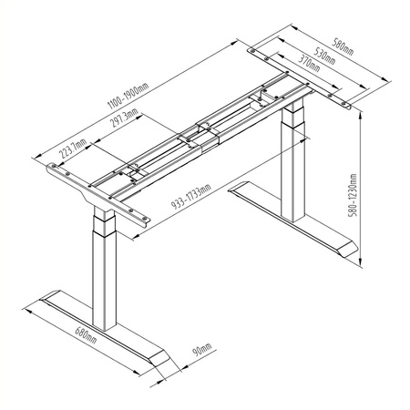 Spacetronik SPE-223G elektrischer Tischständer
