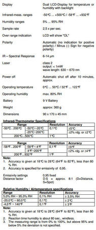 Feuchte-Temperatur-Messgerät. 500 deg PeakTech 5090