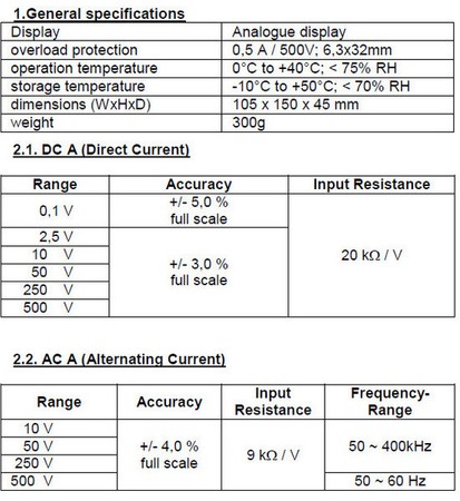 PeakTech 3202 analoges 500V AC DC-Multimeter