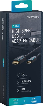 CLICKTRONIC USB-C - HDMI 2.0 4K 60Hz 3m Kabel