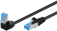 Kabel LAN Patchcord CAT 6A S/FTP KĄTOWY 1x90 czarny 3m