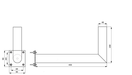 Gebogener Balkonständer L-40cm in 48mm Rohr