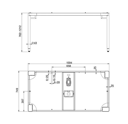 Spacetronik elektrischer Schreibtisch SPE-O422W