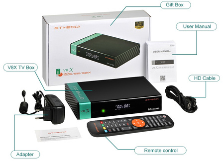 GTMedia Freesat V8X DVB-S2/S2X WiFi emulator CCCam   lista kanałów PL