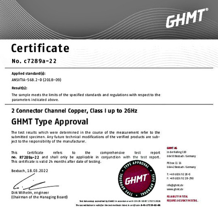 Kabel LAN Patchcord CAT 8.1 S/FTP cert. GHMT MIEDŹ czarny 1m
