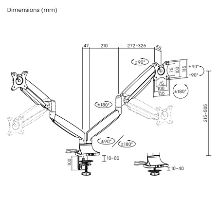 Halterung für 2 Monitore Spacetronik SPA-S120B