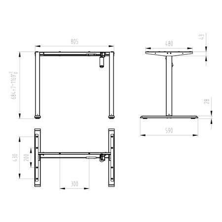 Elektrischer Schreibtischständer SPE-121B 80cm