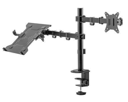 Spacetronik - Monitor-Halterung - Monitor- und Laptop-Halterung - MonitorHalterung verstellbar links-rechts, oben-unten - Diagonale von 17 bis 32 Zoll - Höhenverstellbare Monitorerhöhung - VESA 75/100