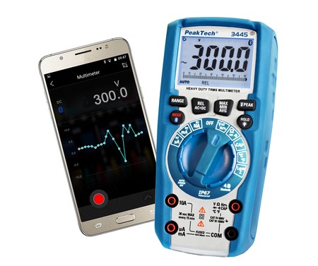 BT LCD TruRMS Digital-Multimeter IP67 PeakTech 3445