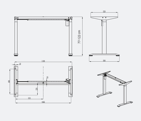 Moris Heavy 131BW elektrischer Schreibtisch 120x60 cm