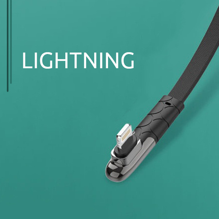Kabel kątowy 90 stopni do szybkiego ładowania USB-A / Lightning 1m 2,4A LS581L