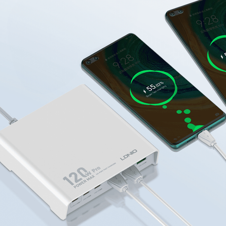 120W 6 Port USB A und C Ladegerät Ldnio Q605 schwarz