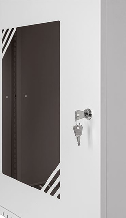 Szafa RACK 19'' 12U 450mm SZARA Szklane drzwi