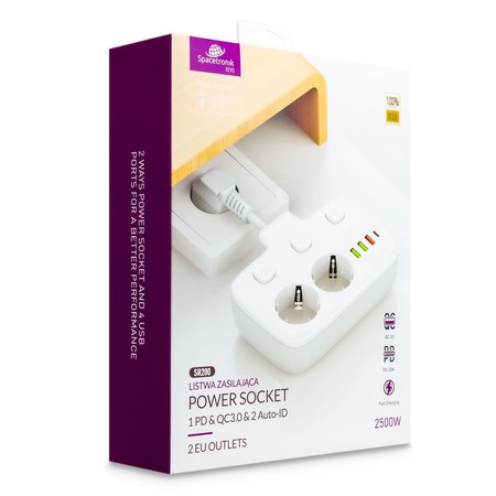 Steckdosenleiste 2x Ladegerät 4xUSB USB-C PD QC