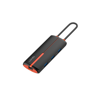 Adapter HUB 6w1 USB-C NA USB 3.0 HDMI PD RJ45 Czarny