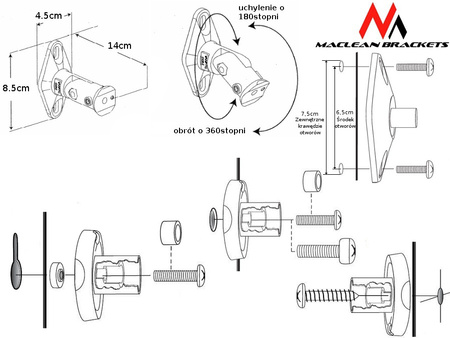 Maclean MC-528 2 Stk. Lautsprecherhalter für Säulen