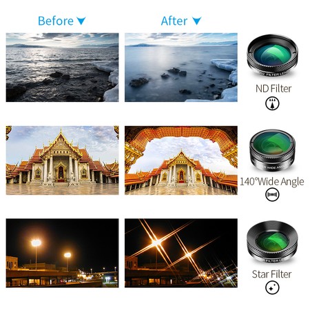 Apexel Objektive und Filter für Smartphone 6in1 DG6V2