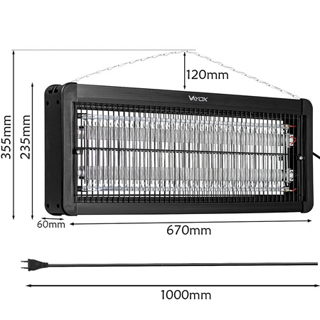 Lampa UV na owady wisząca/stojąca VAYOX IKV-40W