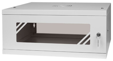 Szafa RACK 19'' 4U 350mm SZARA Szklane drzwi