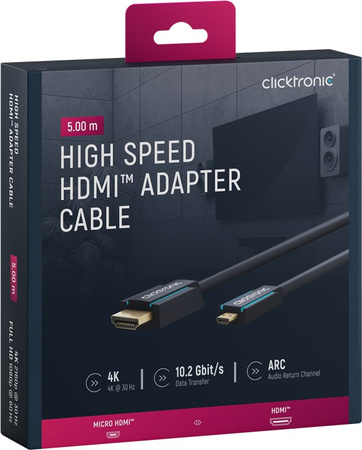 CLICKTRONIC HDMI - micro HDMI 2.0 4K 60Hz 5m Kabel