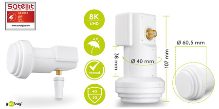 LNB Single Konwerter satelitarny Goobay 0,1dB (do jednego odbiornika)