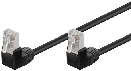 LAN Patchcord CAT 5E F/UTP 2x90 SCHWARZ 2m