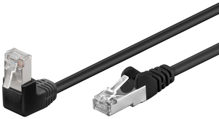 Kabel LAN Patchcord CAT 5e F/UTP CZARNY KĄTOWY 1x90st. 3m