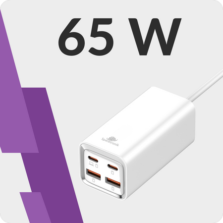 Ladegerät SR102 65W, 2x PD4+ USB-C, 2x QC3.0 USB-A