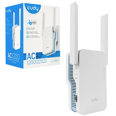 Zestaw router Cudy MESH M1200 x2 + repeater RE1200
