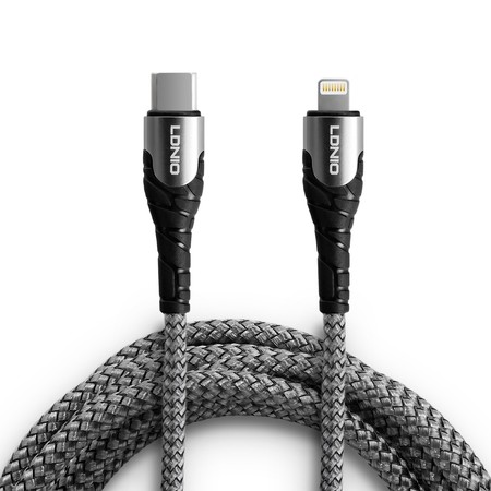 Kabel USB-C - Lightning LDNIO 1m szary 30W LC111