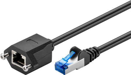 LAN-Verlängerungskabel CAT 6A S/FTP schwarz 1m