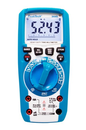 BT LCD TruRMS Digital-Multimeter IP67 PeakTech 3445