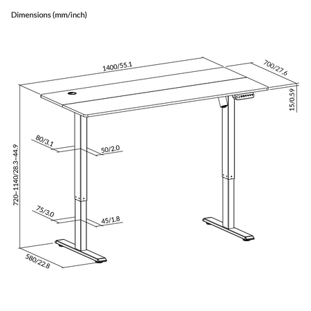 Spacetronik Moris 120BB 140x70 elektrischer Schreibtisch