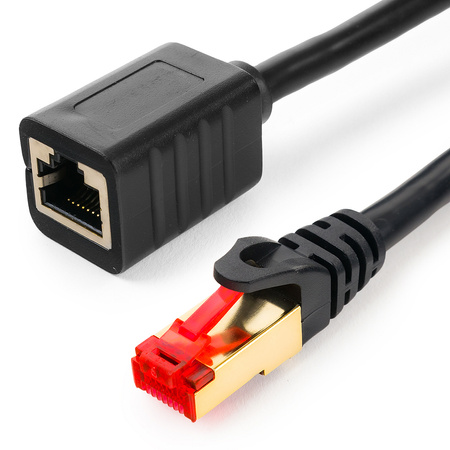 Kabel LAN przedłużacz CAT7  S/FTP CU czarny 1m