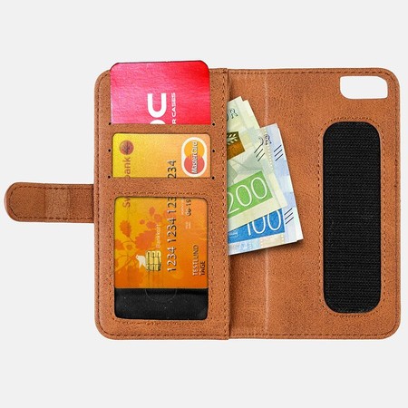 MOC Phone Wallet Klettverschluss Leder Geldbörse Braun