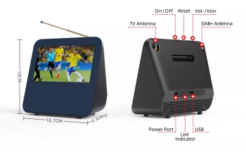 Mini telewizor przenośny 7" DVB-T2 DAB+ FM H.265 Z