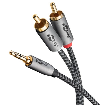 Kabel audio Jack - 2x RCA Goobay Plus TEXTIL 2m