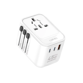 Uniwersalny adapter podróżny GaN 65W 2xPD + 1xQC